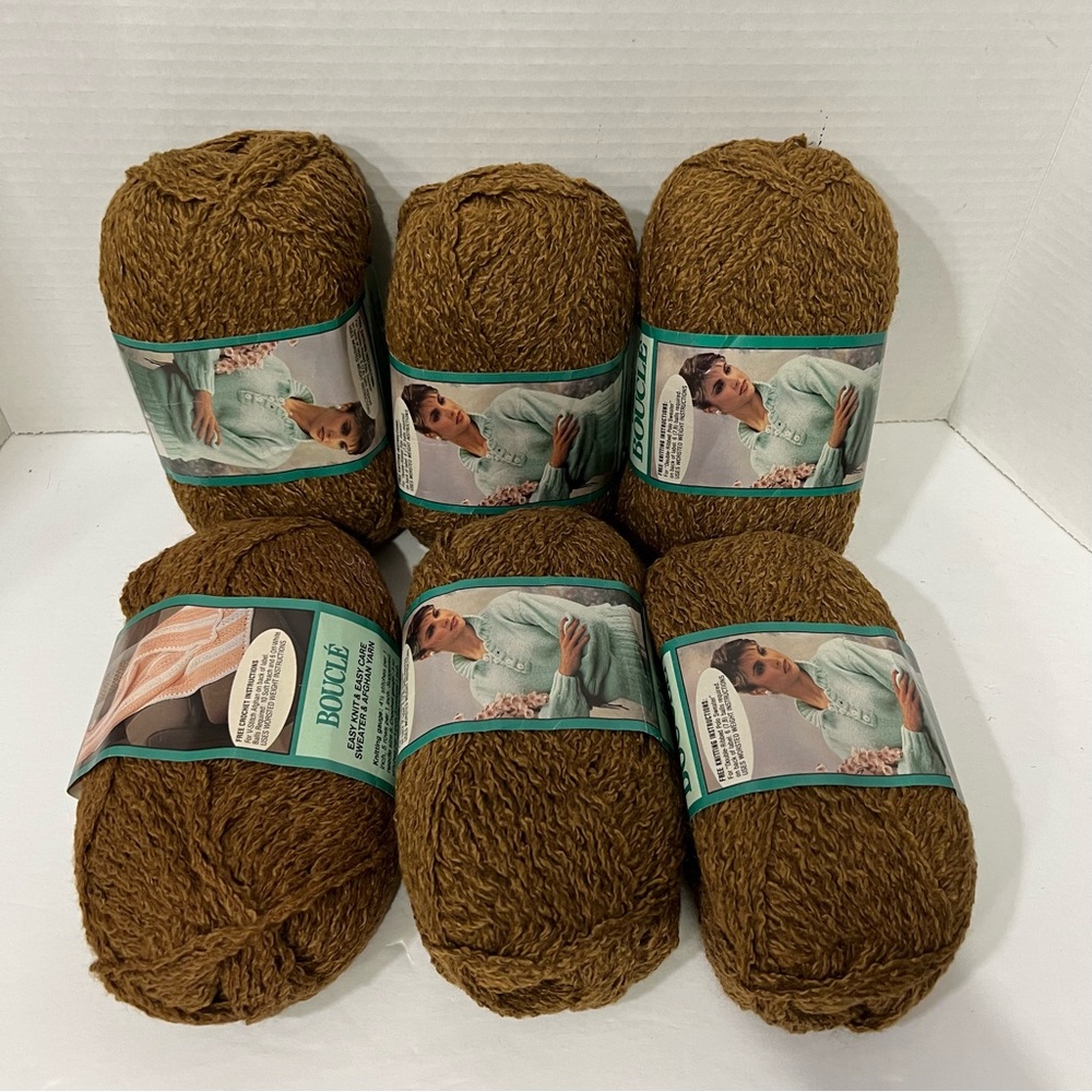 Lot 6 CARON Mocha Boucle Yarn 100% acrylic 3 oz. ea. Worsted weight Made in USA